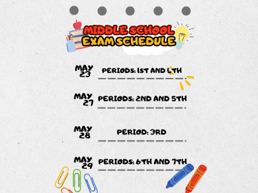  Exam Schedule for Middle School