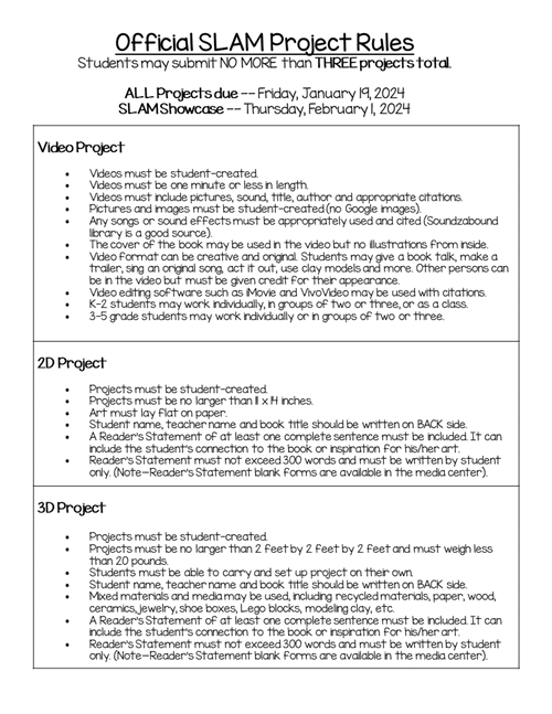 Official SLAM project rules