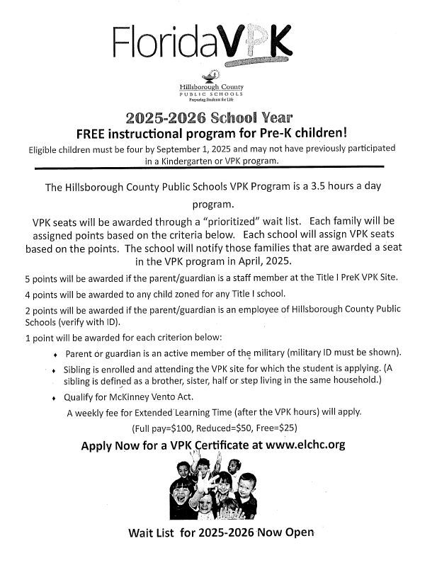  VPK for 2025-2026 School Year