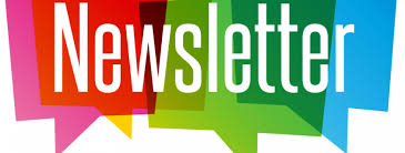  The word newsletter in rainbow colors.