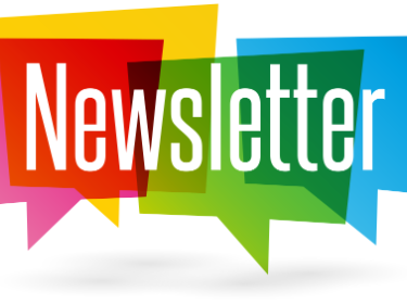  The word newsletter in rainbow colors.