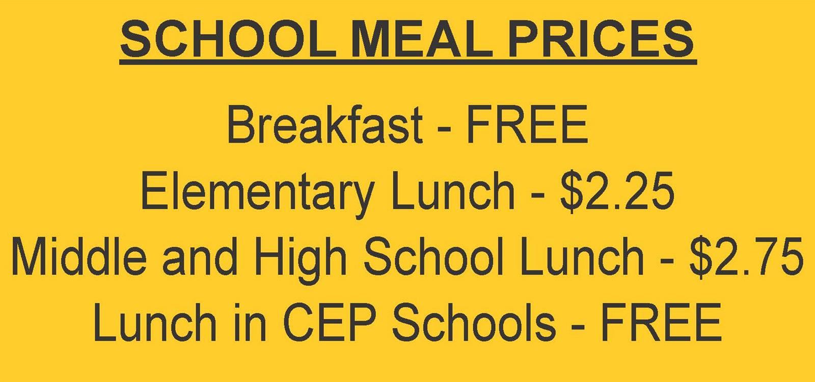 School Meal Prices