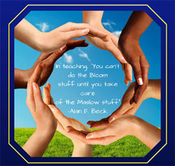 In teaching, "You can't do the Bloom's stuff, until you take care of the Maslow's stuff" Alan E. Beck 