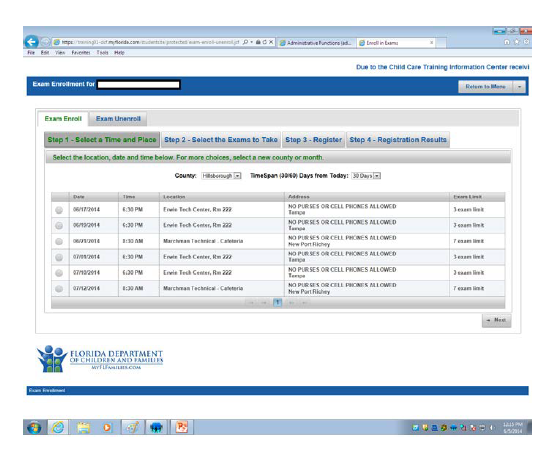 Select and pay for exams/courses.
