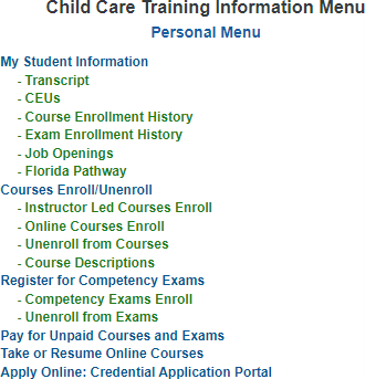Personal Menu
