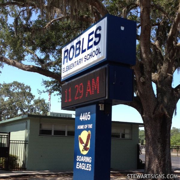 Robles Elementary School sign Home of the Soaring Eagles 