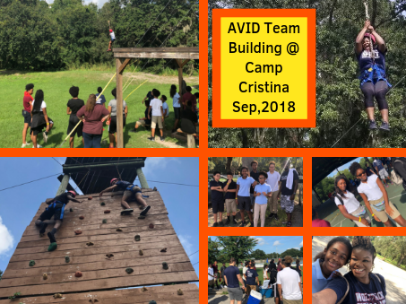 photo collage of AVID Team Building at Camp Cristina Sep, 2018 