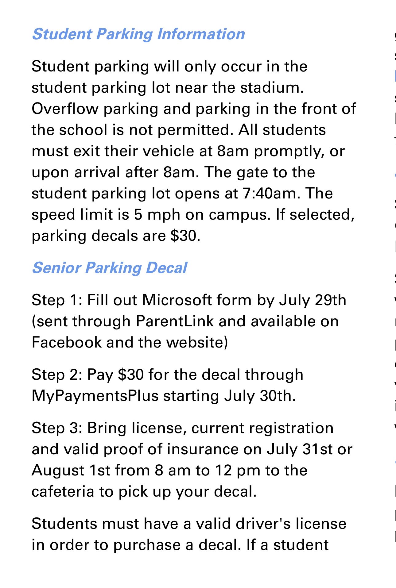 Student Parking 