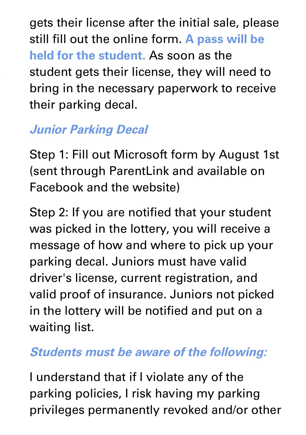 Student Parking 