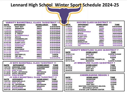 Click the link to download a printable version of the schedule