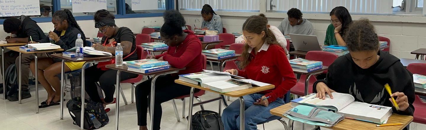 HCPS students sitting at desks working on classwork