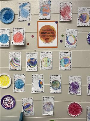 The Dot pictures by kindergarteners 